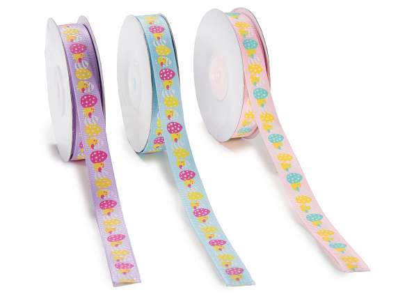 Ruban gros grain 15 mm avec imprimé oeuf de Pâques