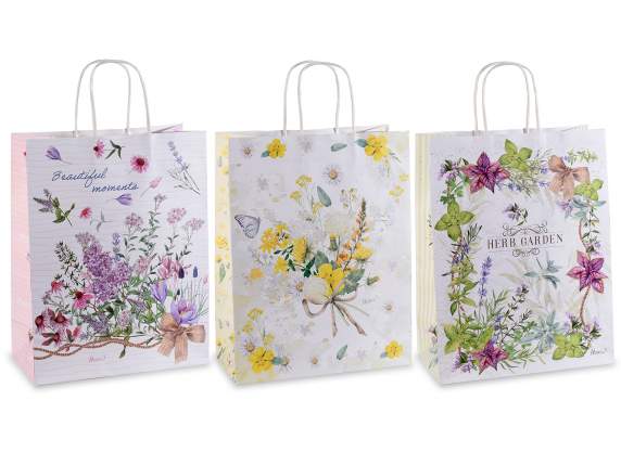 Grand sac-enveloppe en papier avec imprimé dherbes