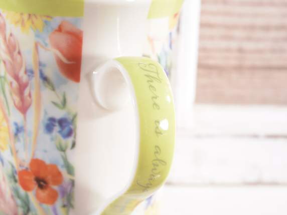 Mug en porcelaine 300 ml avec imprimé floral