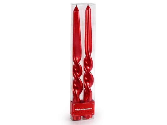 Coffret de 2 bougies torchon rouge