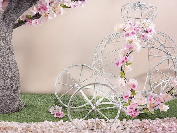 Corona de flores de durazno artificiales para colgar en form