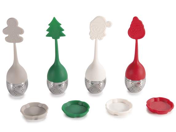 Infuseur, soucoupe et boîte en acier inoxydable et silicone