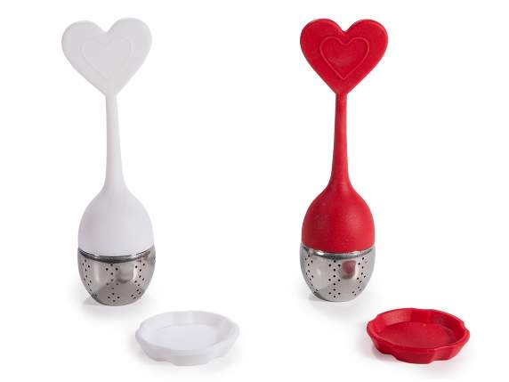 Infuseur acier inoxydable et silicone à coeur avec soucoupe