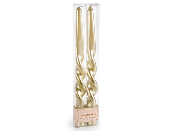 Box of 2 champagne-colored torchon candles
