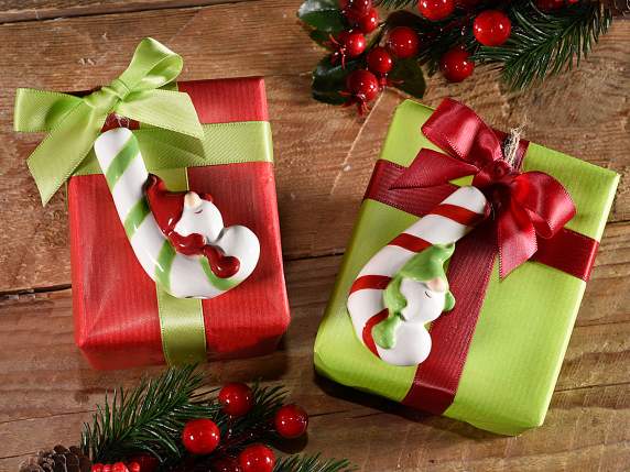 Decorazione candy con gnometto in ceramica da appendere