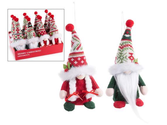 Babbo - Mamma Natale con cappello in maglia da appendere