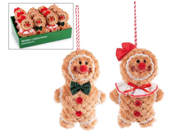 Omino pan di zenzero in morbido peluche da appendere
