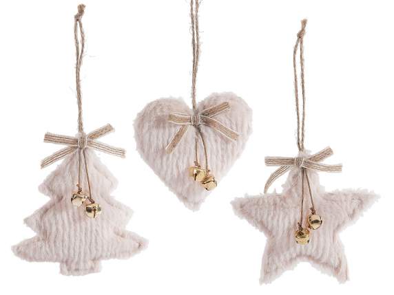 Decorazione natalizia in morbido eco-fur con campanelle