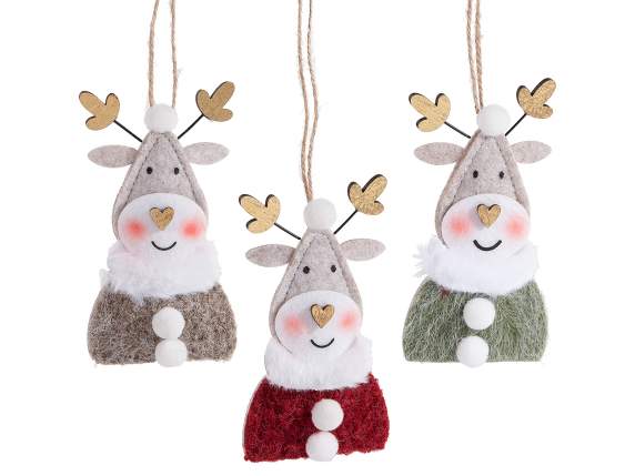 Renna in stoffa da appendere con sciarpa in eco-fur