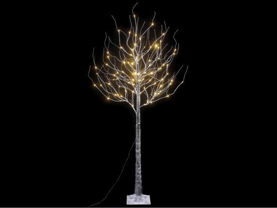 Albero mt.1.80H nero c-96 led bianco caldo,36 rami, innevato