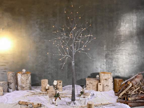 Albero m 1,80H nero innevato, 96 LED bianco caldo, 36 rami