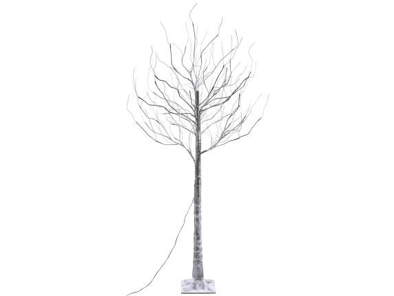 Albero m 1,80H nero innevato, 96 LED bianco caldo, 36 rami