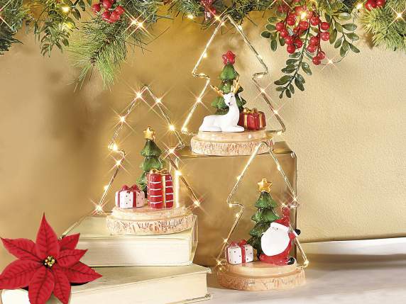 Albero con personaggio natalizio in ceramica con luci LED
