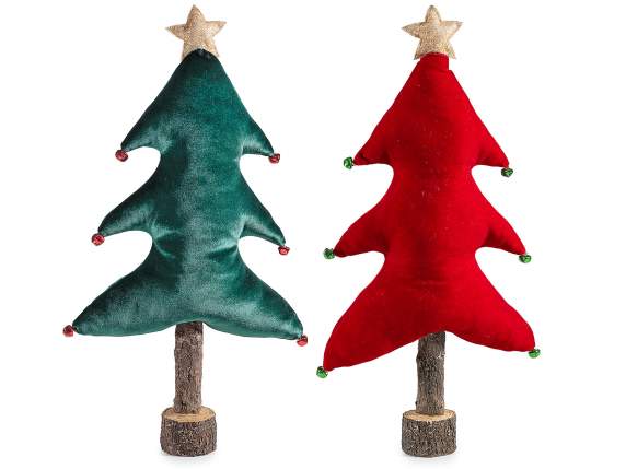 Albero di Natale in morbida stoffa con stella e campanelle