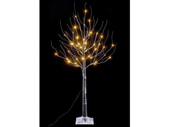 Albero 1,20m H nero innevato 48 LED bianco caldo, 18 rami
