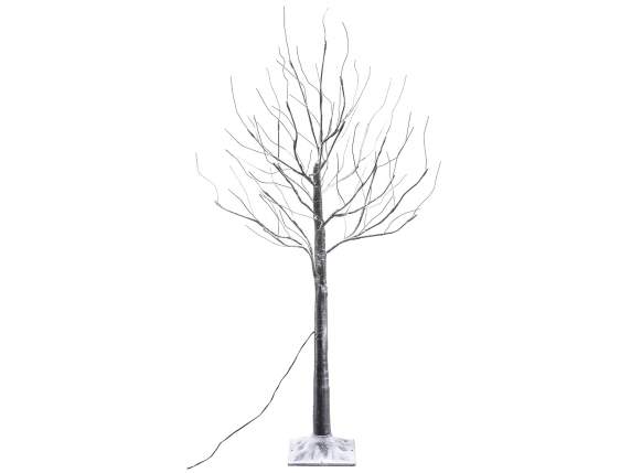 Albero mt.1.20H nero c-48 led bianco caldo,18 rami, innevato