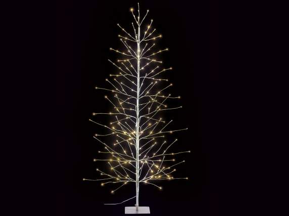 Albero m 1,80H argento, 232 luci LED bianco caldo, 107 rami