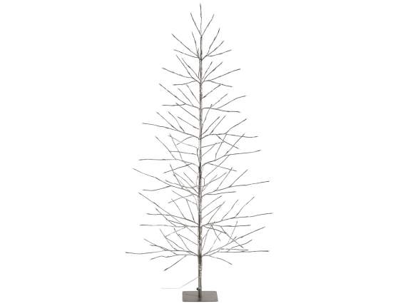 Albero m 1,80H argento, 232 luci LED bianco caldo, 107 rami