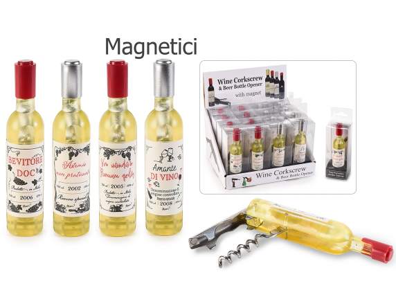 Cavatappi apribottiglia per vino-birra con magnete in espo