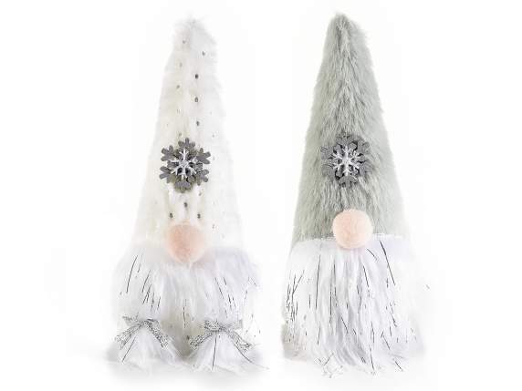 Babbo e Mamma Natale da appoggiare eco-fur con fiocco neve