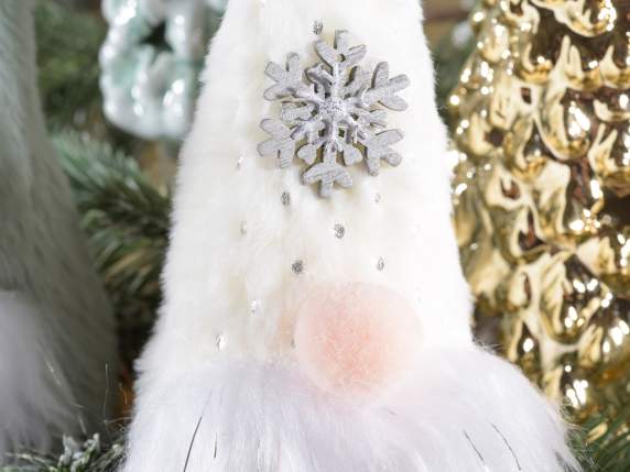 Babbo-Mamma Natale da appoggiare in eco-fur c-fiocco neve