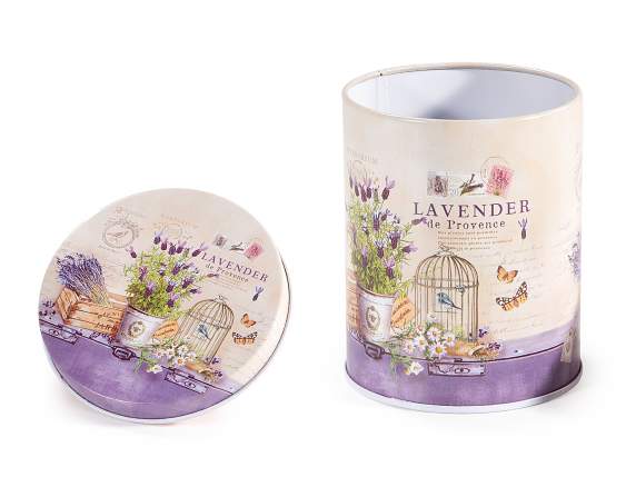 Set 3 barattoli in metallo con decori lavanda