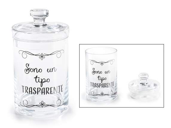 Barattolo alimentare in vetro con coperchio e scritta