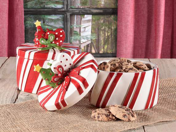 Barattolo alimentare in ceramica con coperchio decorato