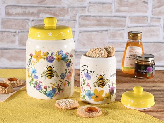 Set 2 barattoli alimentari in ceramica Bee Honey