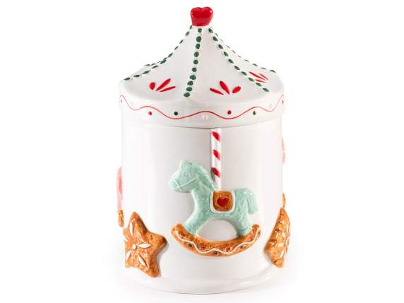 Barattolo natalizio alimentare in ceramica a carosello