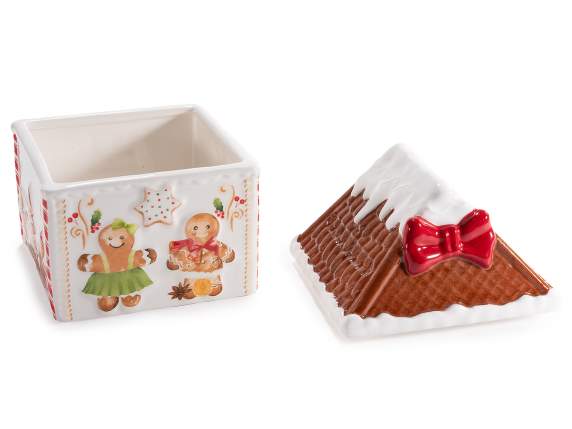 Barattolo alimentare in ceramica a casetta pan di zenzero