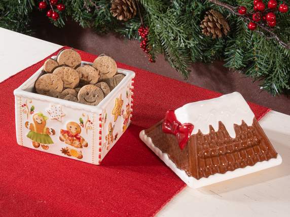 Barattolo alimentare in ceramica a casetta pan di zenzero