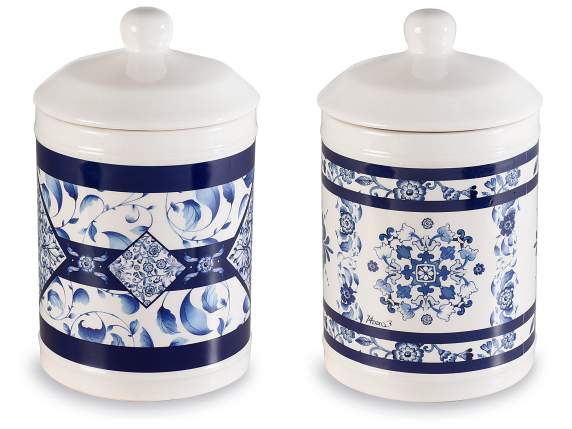 Barattolo alimentare in ceramica Blu Porcelain