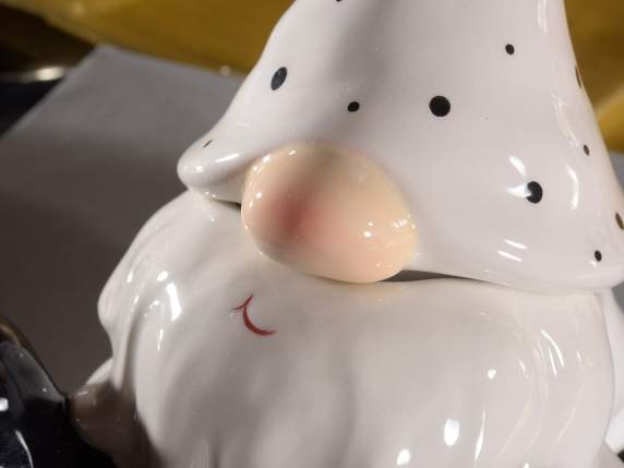 Barattolo in ceramica a Babbo Natale con cuori dorati