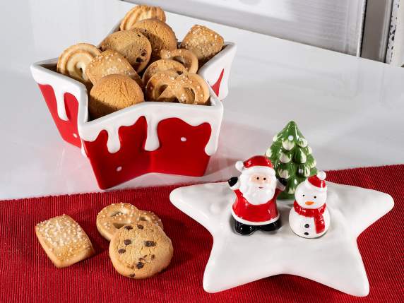 Barattolo alimentare ceramica a stella con decori natalizi
