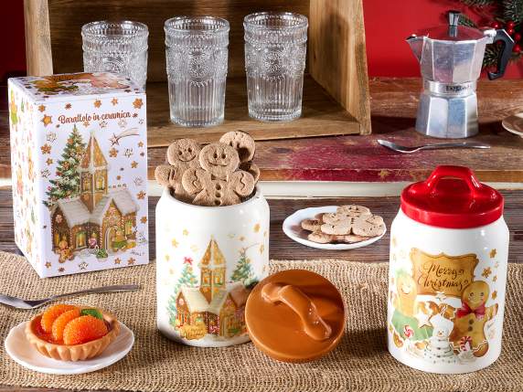 Barattolo alimentare ceramica con decori pan di zenzero