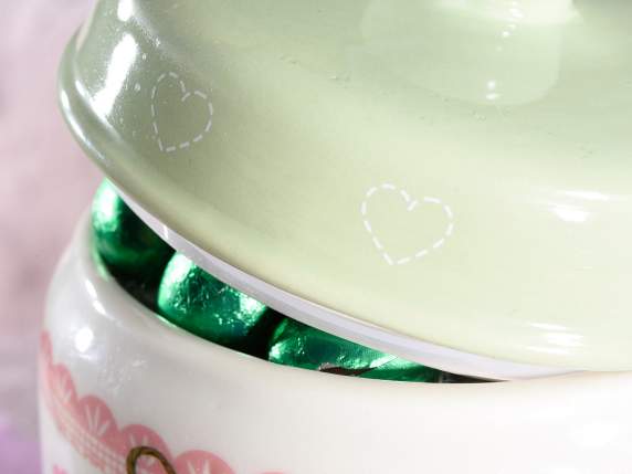 Set 2 barattoli pecorella in ceramica decorata con coperchio