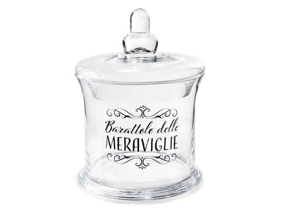 Barattolo alimentare in vetro con coperchio e scritta