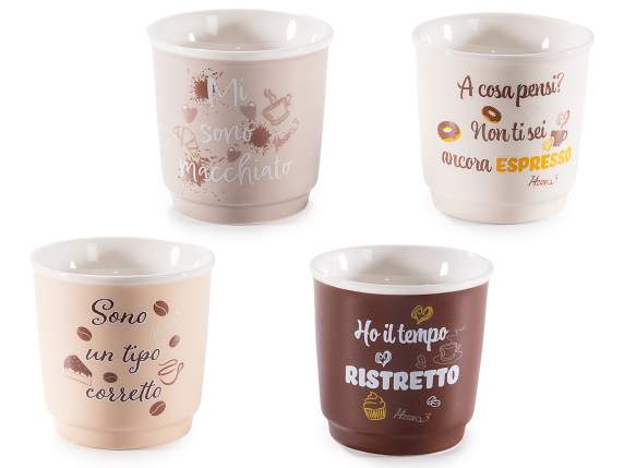 Bicchierino da caffè 90 ml in porcellana con scritte