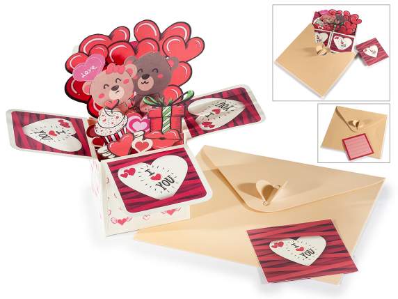 Biglietto di auguri 3D pop-up I Love you con card e busta