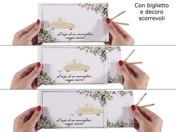 Biglietto di auguri matrimonio scorrevole con stampa dorata