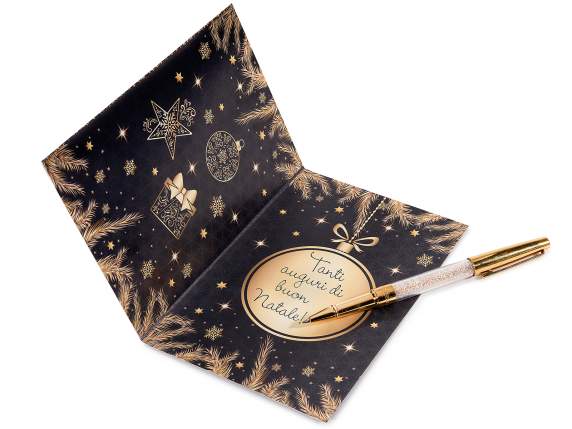 Biglietto di auguri con finestra di paillettes oro movibili