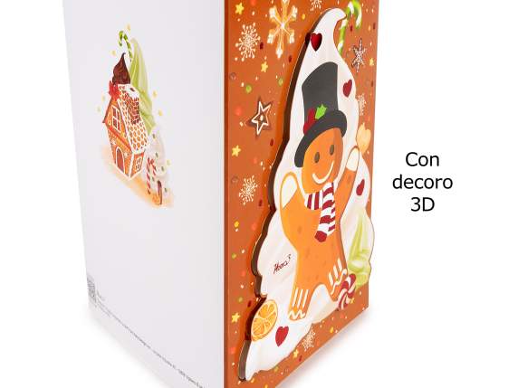 Biglietto auguri natalizio 3D decori pan zenzero con busta