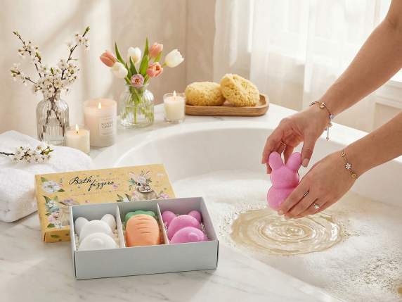 Conf. regalo 3 bombe da bagno 100g a coniglietto e carotina