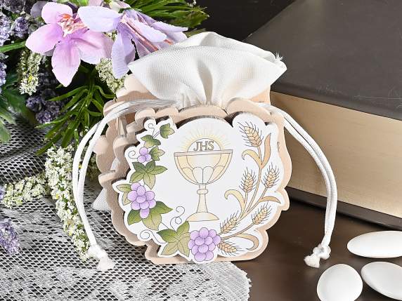 Decorazione Comunione in legno con sacchetto con tirante
