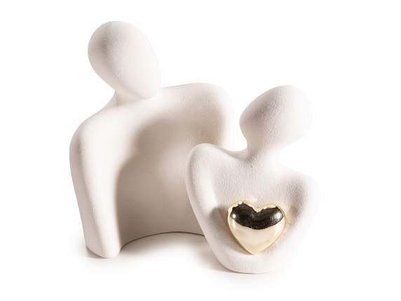 Coppia di innamorati in porcellana con cuore dorato