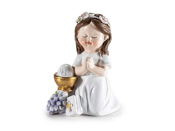 Bambina Prima Comunione in resina da appoggiare