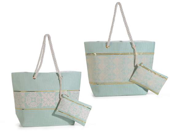 Set borsa e pochette in rafia intrecciata Maiolica