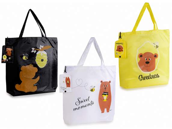 Borsa richiudibile in poliestere con stampa Birba Bear