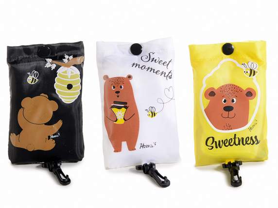Borsa richiudibile in poliestere con stampa Birba Bear